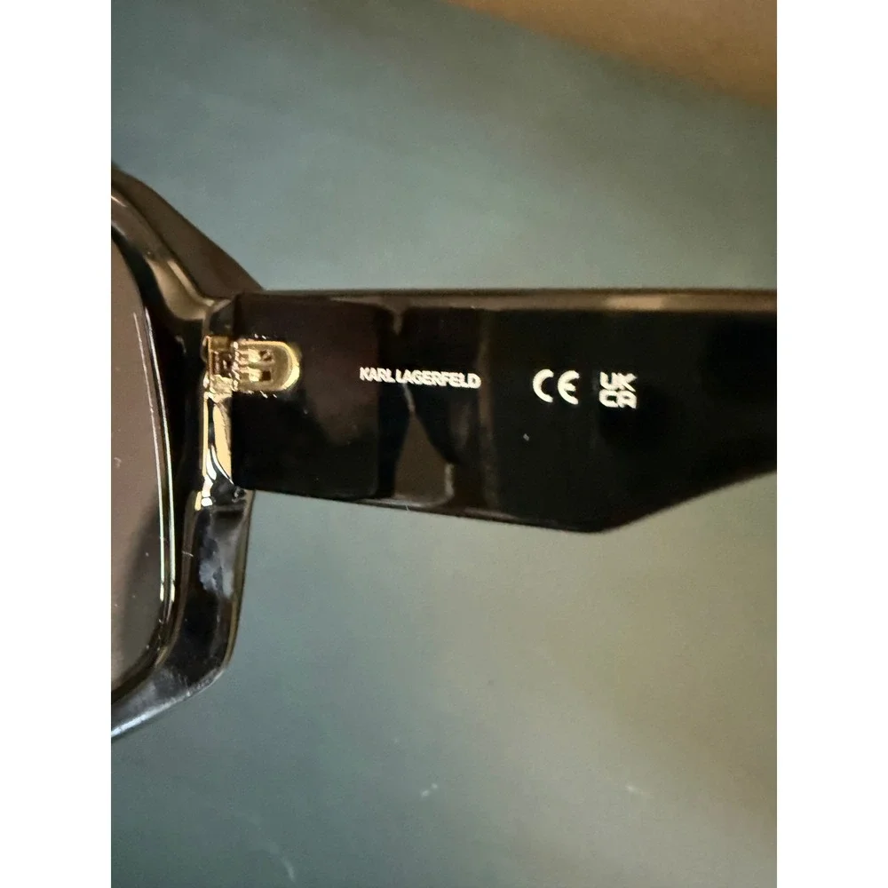 Karl Lagerfeld Womens Oversized Square Sunglasses Black Gold‎ KL6140S 001 53mm